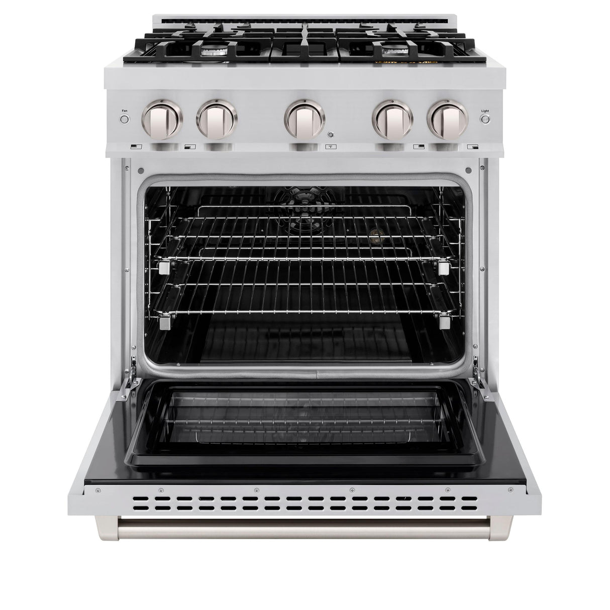 ZLINE 30 in. 4.2 cu. ft. Select Dual Fuel Range with 4 Burner Gas Cooktop and Electric Convection Oven in DuraSnow' Stainless Steel (HDRS-30)