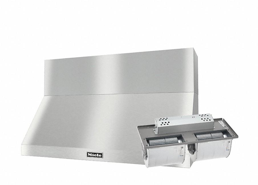 DAR 1250 Set 2 Wall-Mounted Range Hood with Extraction Mode with integrated XXL motor including 12" chimney cover.