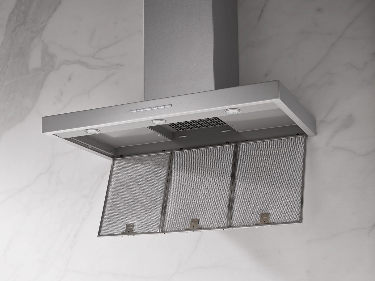 PUR 98 W Stainless steel - 36-inch wall-mounted ventilation hood with EasySwitch light-touch switches for convenient operation and LED lighting