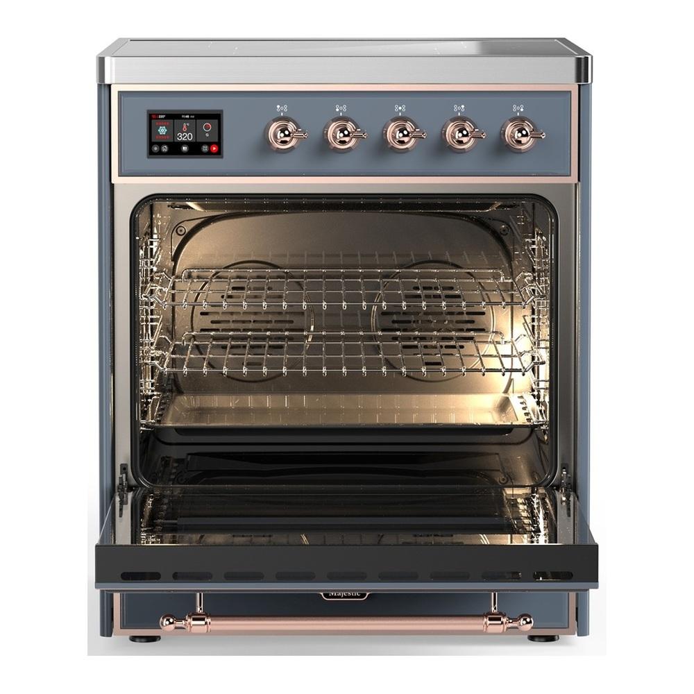 ILVE UMIB30QNR3BGP Majestic III 30 inch Induction Range with 4 Elements, 4 cu. ft. Oven Capacity (Solid Door, Blue Grey, Copper)