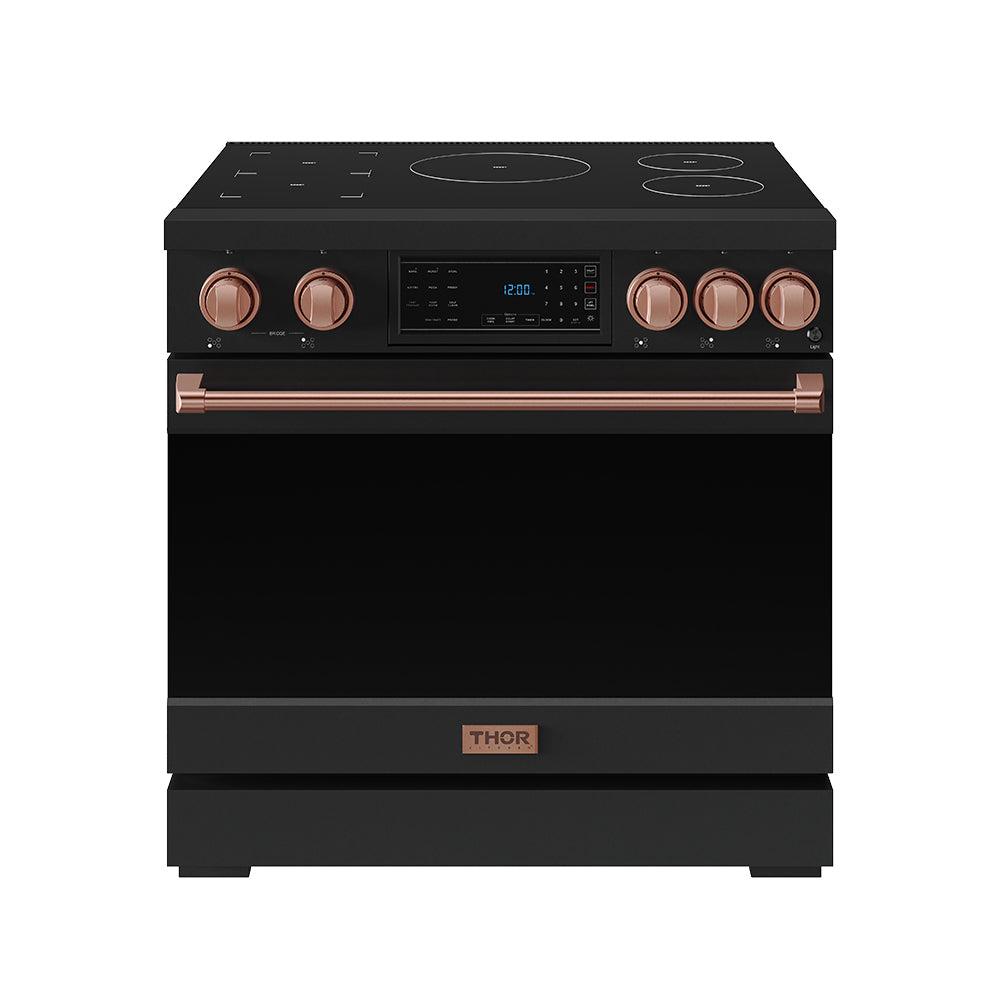 36 Inch Professional Induction Range With Tilt Panel Touch Control In Black and Rose Gold Gordon Ramsay Series