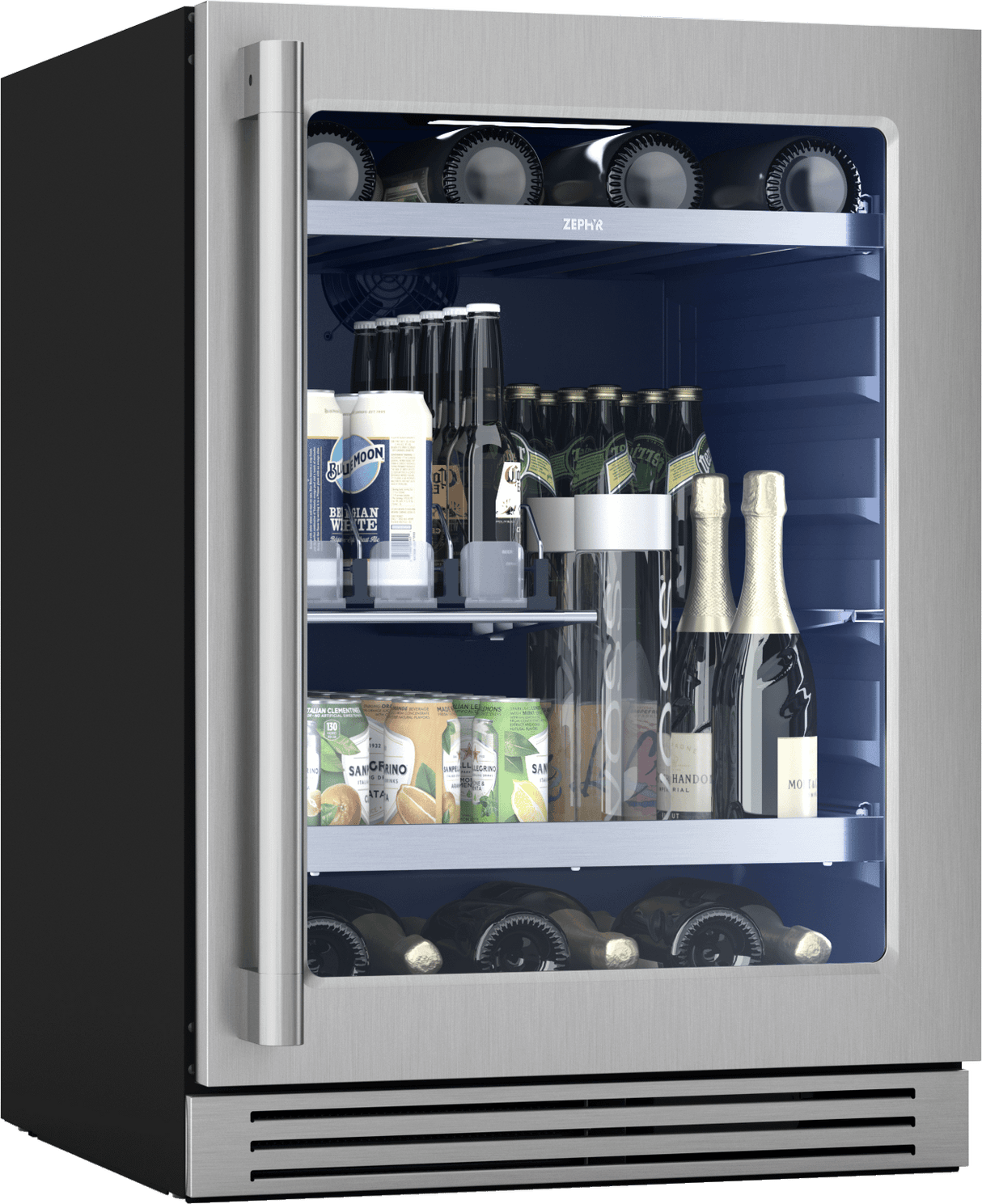 Presrv Pro Beverage Cooler, 24in Under Cabinet, SS+Glass, Reverse Door, 1 Zone