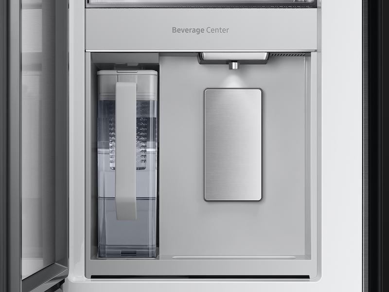 Bespoke 4-Door French Door Refrigerator (29 cu. ft.) - with Top Left and Family Hub™ Panel in Charcoal Glass - and Matte Black Steel Middle and Bottom Door Panels