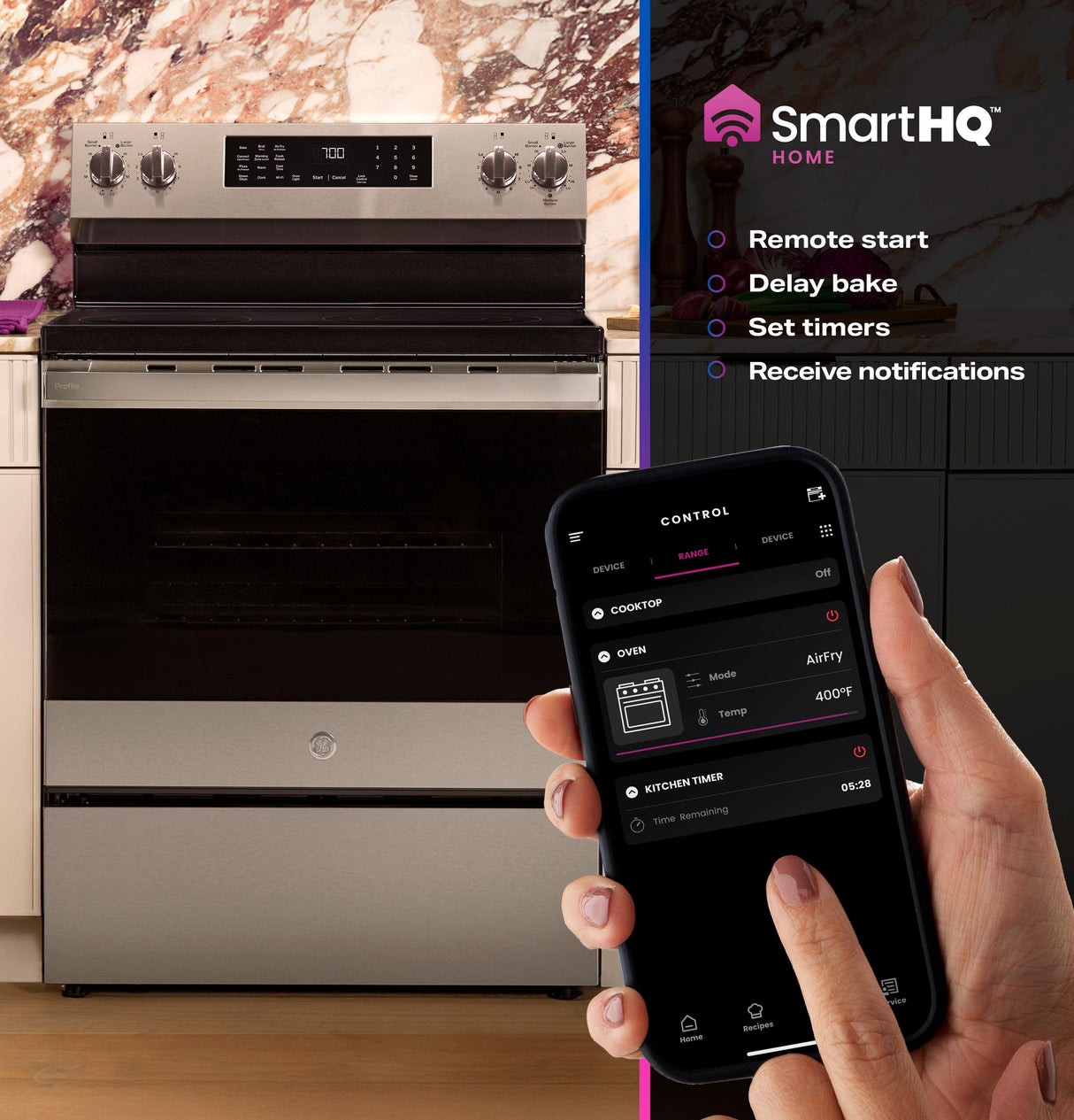 GE Profile™ ENERGY STAR® 30" Smart Free-Standing Electric Convection Range with No Preheat Air Fry and EasyWash™ Oven Tray