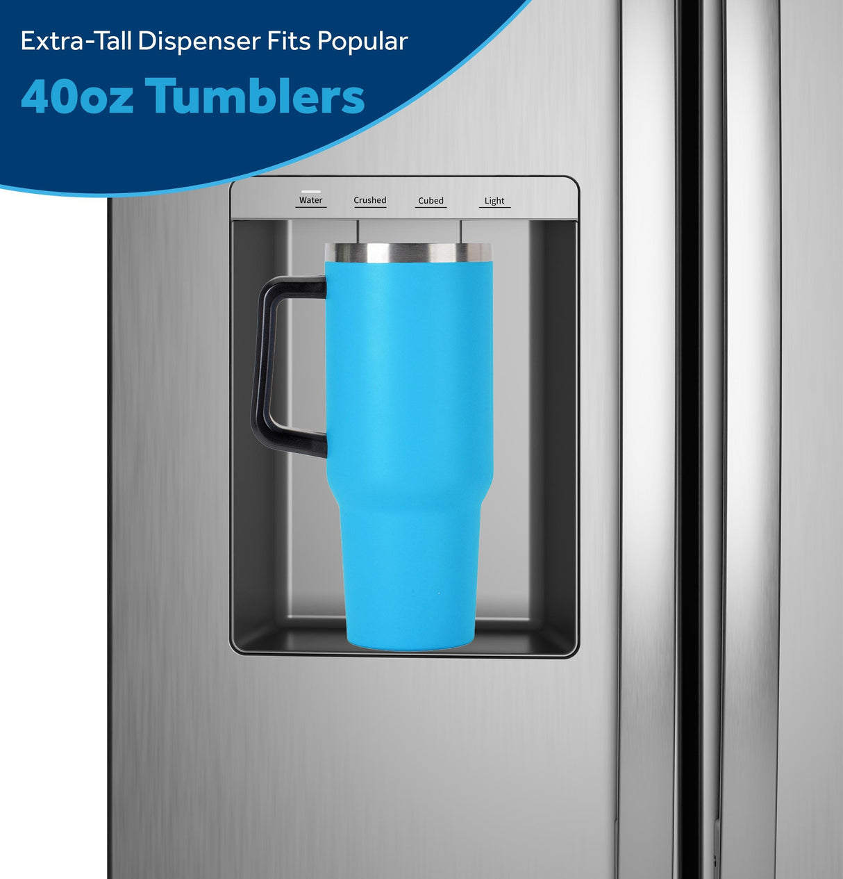 GE® 23.6 Cu. Ft. Counter-Depth Side-By-Side Refrigerator with Extra Tall Dispenser and In-Door Icemaker