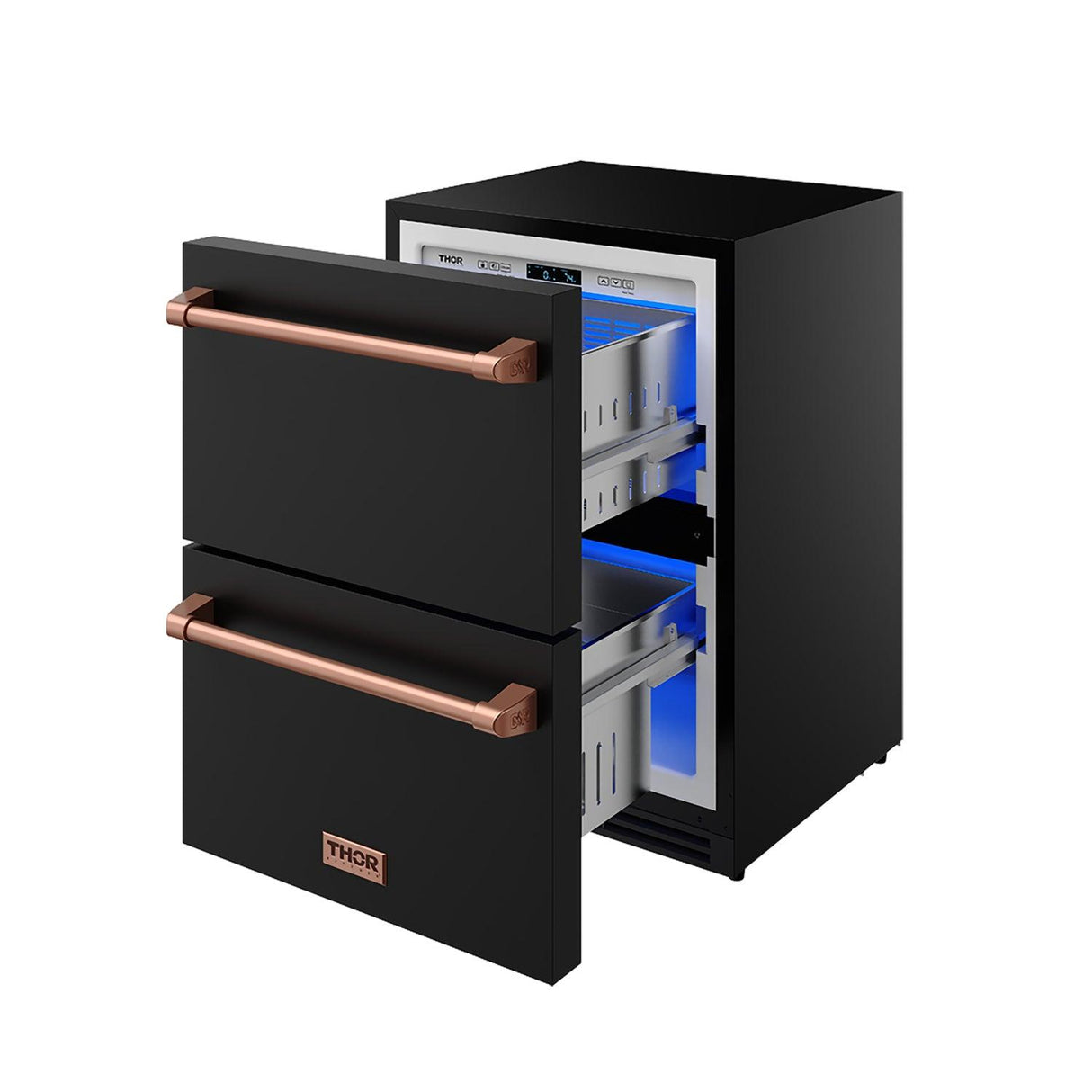 24 Inch Undercounter Built-in / Freestanding Drawer Freezer - Black/rose Gold Gordon Ramsay Series