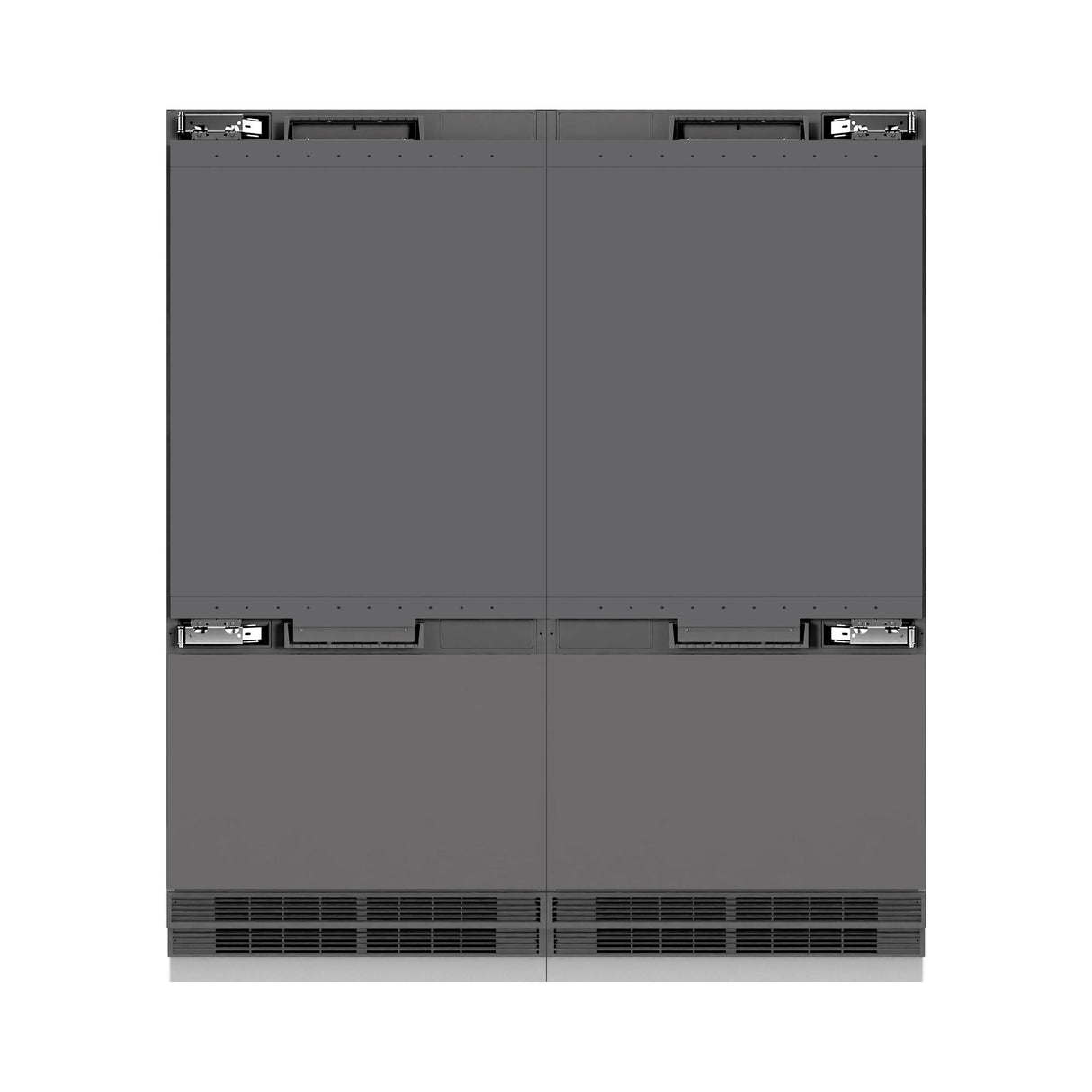 ZLINE Autograph Edition 72 in. 39.6 cu. ft. Panel Ready French Door Built-In Bottom Freezer Refrigerator with Water Dispensers and Ice Makers with Graphite Gray Interior and Matte Black Accents (GRBITZ-72-MB)