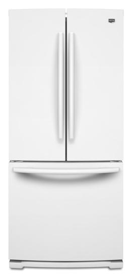 White-on-White Maytag® 19.6 cu ft French Door Refrigerator with Strongbox™ Door Bins