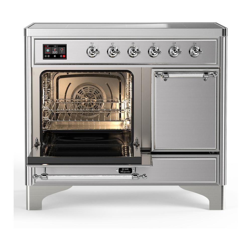ILVE UMDIB40QNR3SSC Majestic III 40 inch Induction Range with 6 Elements, 3.82 cu. ft. Total Oven Capacity (Solid Door, Stainless Steel, Chrome)