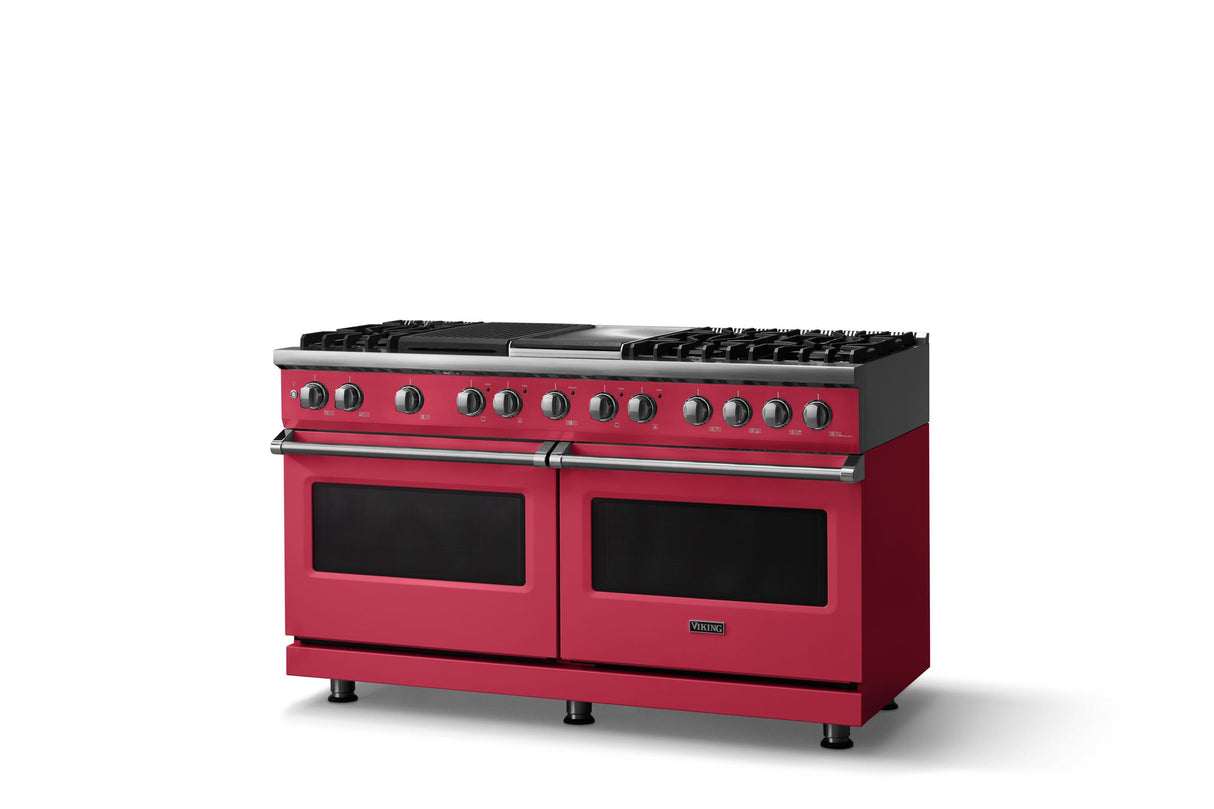 60"W.Dual Fuel Range (Finish: Valentine, Trim: Polished Chrome, Fuel: Natural Gas)