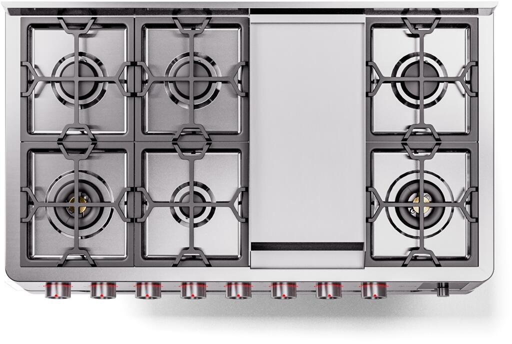 Panoramagic 48 Inch Dual Fuel Natural Gas Freestanding Range in Stainless Steel with Trim