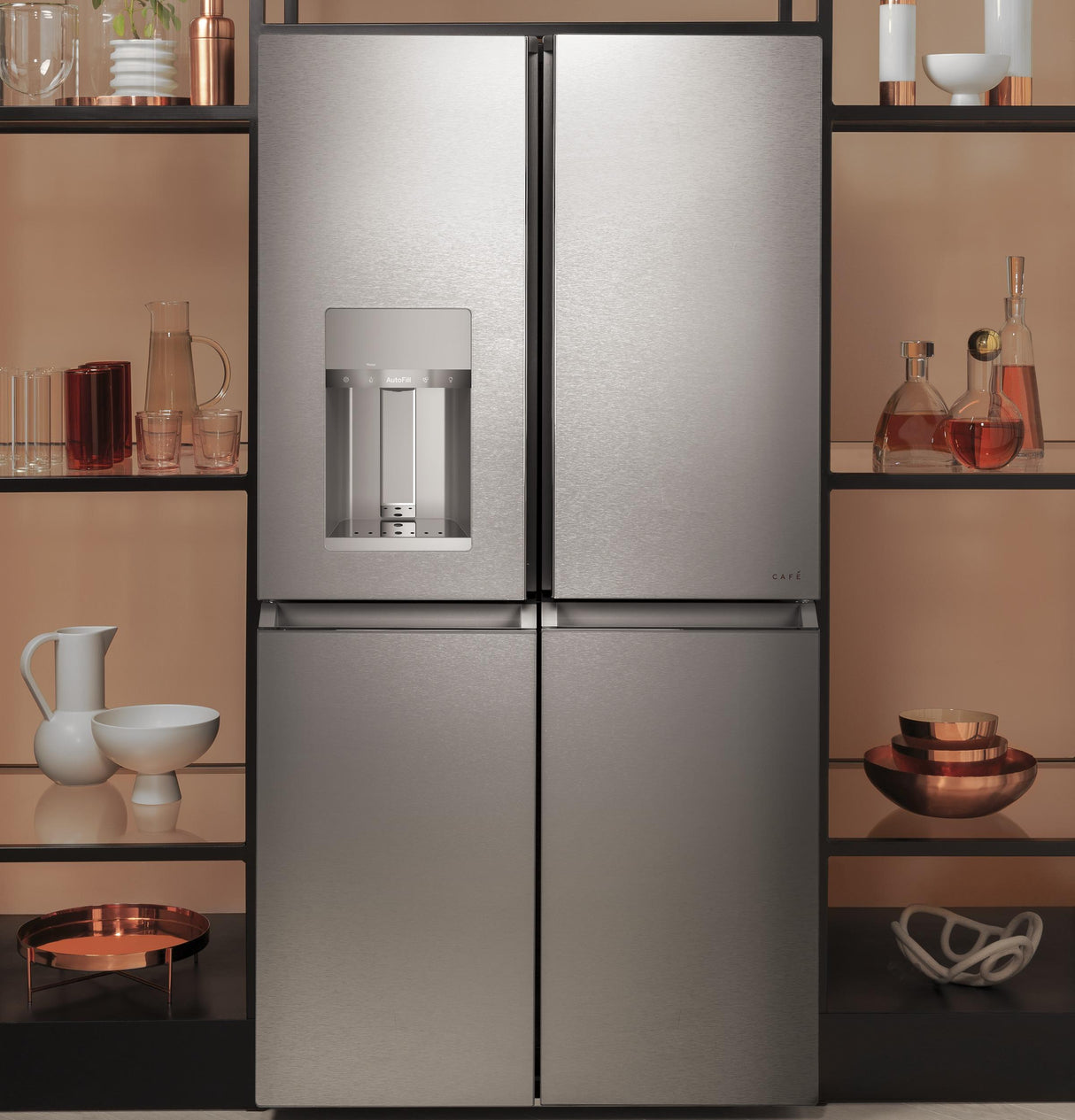 CAF(EBACK)™ ENERGY STAR® 27.4 Cu. Ft. Smart Quad-Door Refrigerator in Platinum Glass