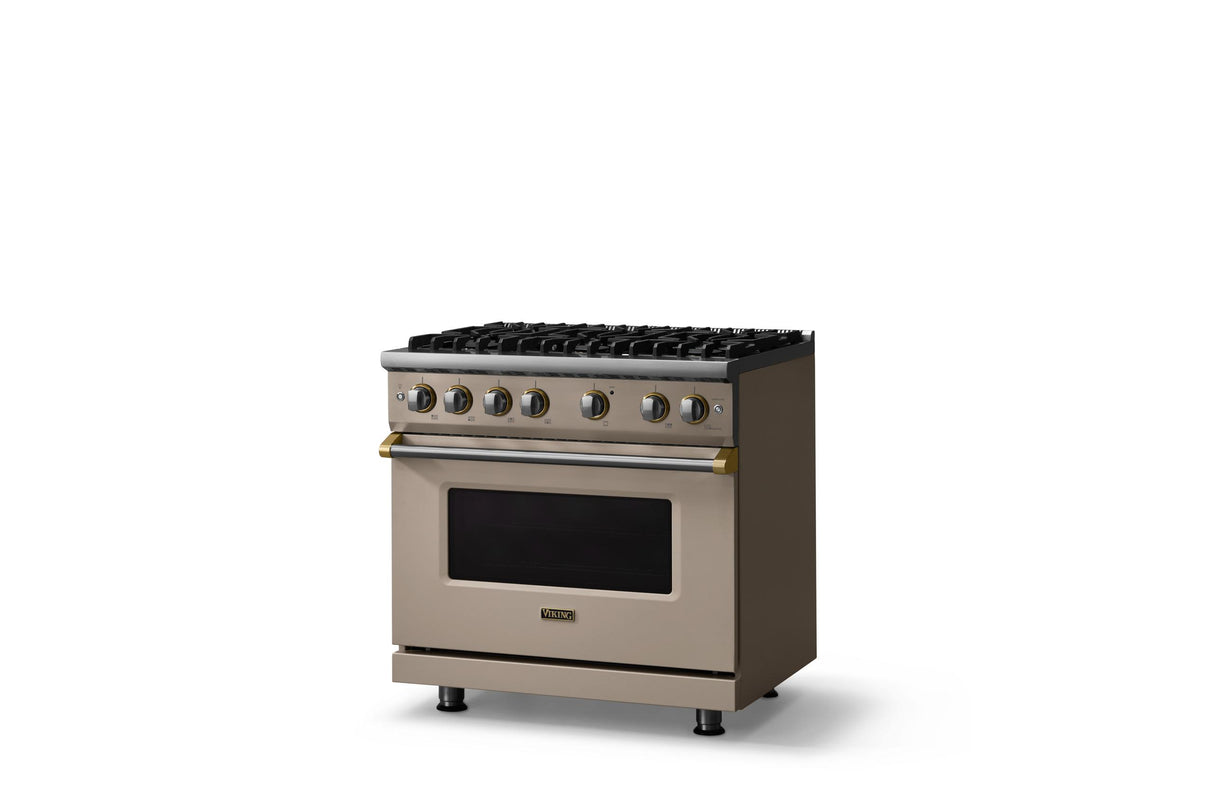 36"W. Sealed Burner Gas Range (Burner: 6b, Finish: Nantucket, Trim: Polished Chrome, Fuel: Propane)