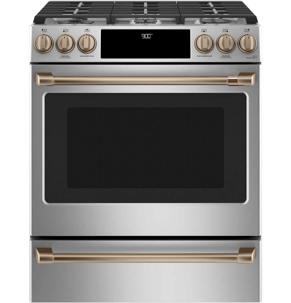 Café™ 30" Smart Slide-In, Front-Control, Dual-Fuel Range with Warming Drawer