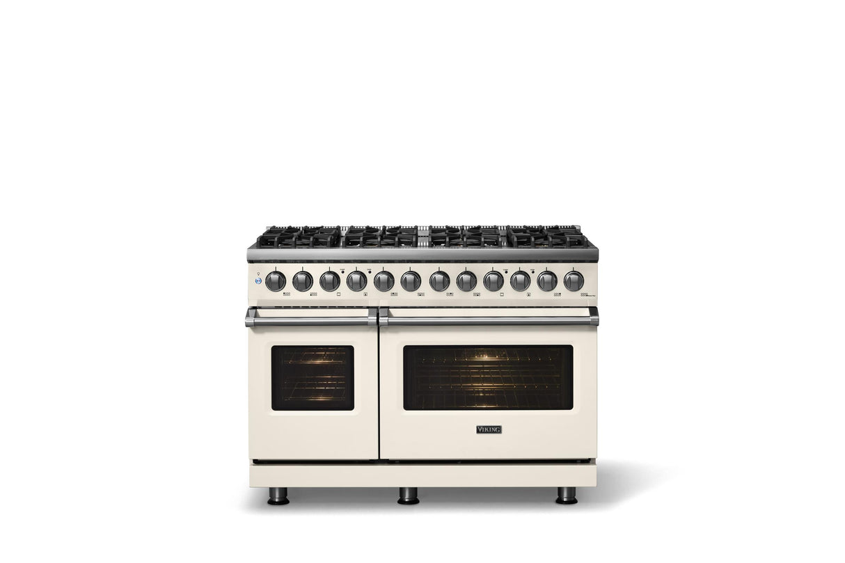48"W. Dual Fuel Range (Burner: 8b, Finish: Pure White, Trim: Polished Chrome, Fuel: Natural Gas)