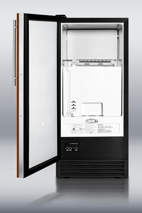 Built-in NSF-listed automatic defrost icemaker with integrated door frame to accept full overlay panels
