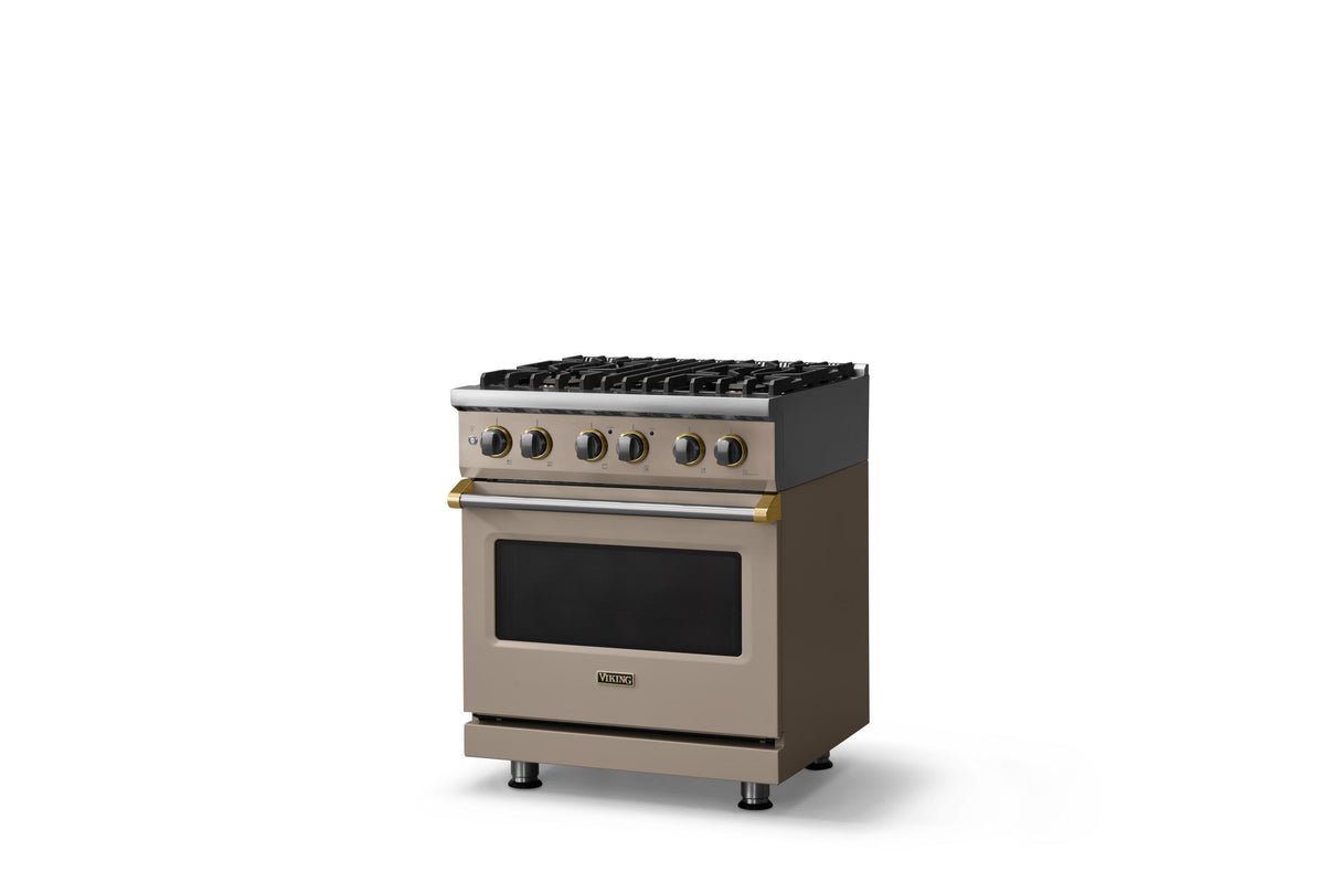 30"W. Dual Fuel Range (Finish: Nantucket, Trim: Polished Chrome, Fuel: Propane)