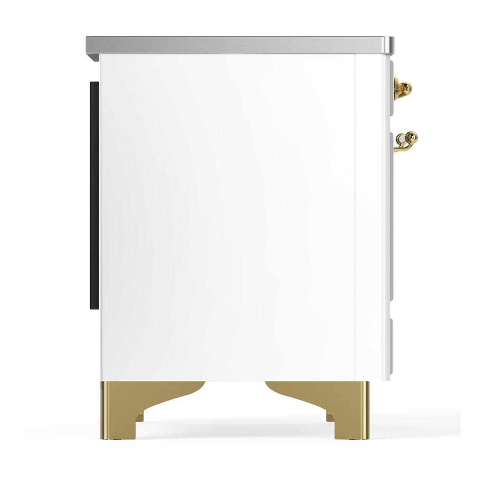 ILVE UMDIB40NR3WHG Majestic III 40 inch Induction Range with 6 Elements, 3.82 cu. ft. Total Oven Capacity (Triple Glass Door, White, Brass)