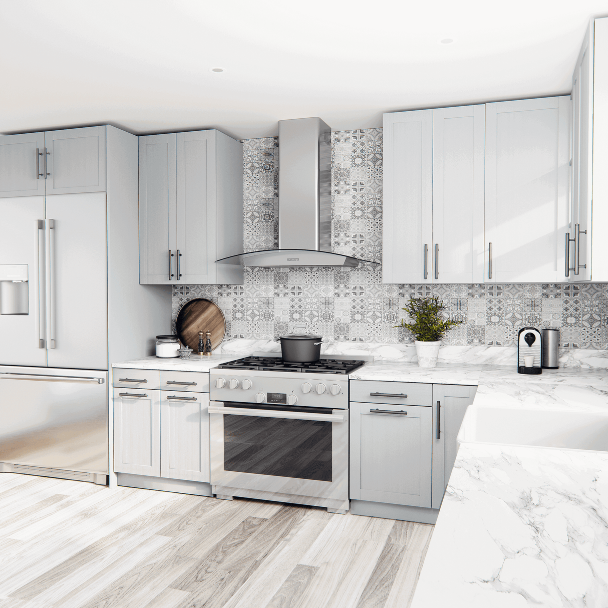 Brisas Curved Glass Chim. Wall, 30" G, 600 CFM, ACT, LED