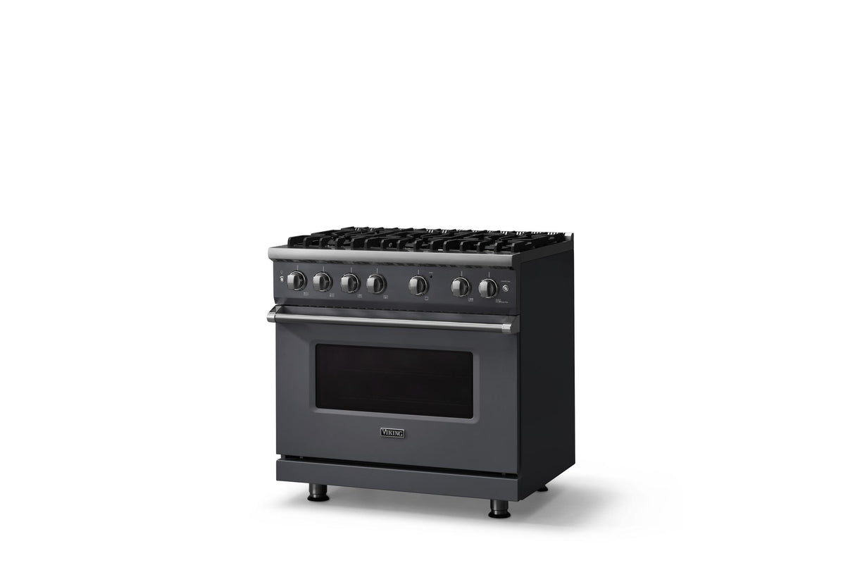 36"W. Sealed Burner Gas Range (Burner: 6b, Finish: Cast Black, Trim: Polished Chrome, Fuel: Natural Gas)