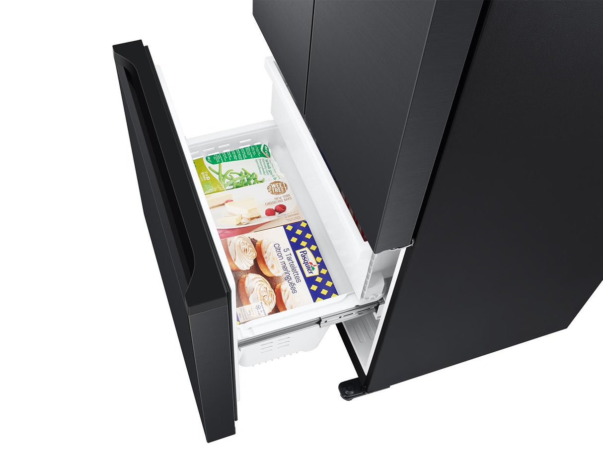 18 cu. ft. Counter Depth 3-Door French Door Refrigerator in Matte Black Steel