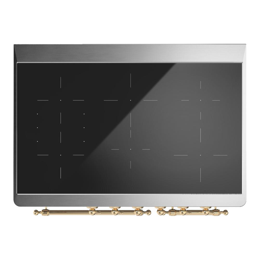 ILVE UMDIB40NR3BGG Majestic III 40 inch Induction Range with 6 Elements, 3.82 cu. ft. Total Oven Capacity (Triple Glass Door, Blue Grey, Brass)