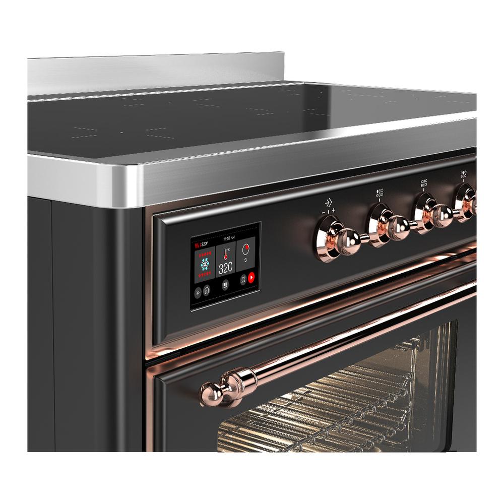 ILVE UMIB48NR3MGP Majestic III 48 inch Induction Range with 6 Elements, 5.02 cu. ft. Total Oven Capacity (Triple Glass Door, Graphite Matte, Copper)