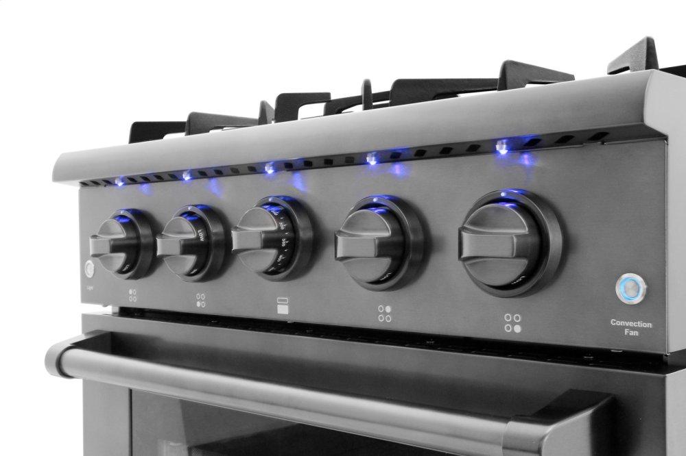 30 Inch Professional Gas Range In Black Stainless Steel