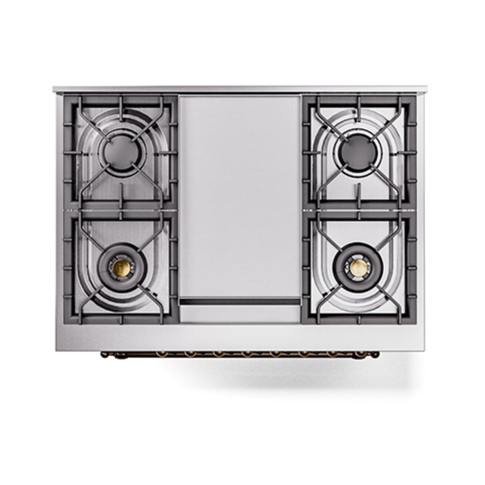 ILVE UN36FQNMPMGBLP Nostalgie II Noblesse 36 inch Dual Fuel Range (Liquid Propane, Solid Door, Graphite Matte, Burnished)