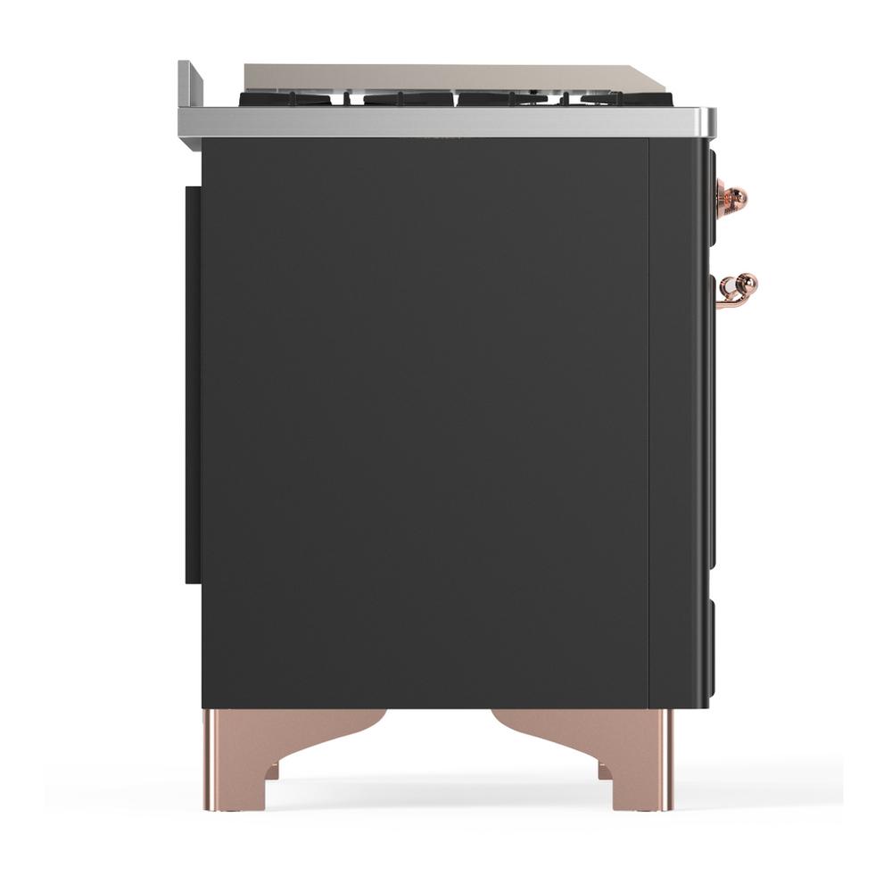 ILVE UM60FQNR3MGP Majestic III 60 inch Dual Fuel Range with 9 Burners and Griddle, Dual Function Burner up to 25,000 BTU (Natural Gas, Solid Door, Graphite Matte, Copper)