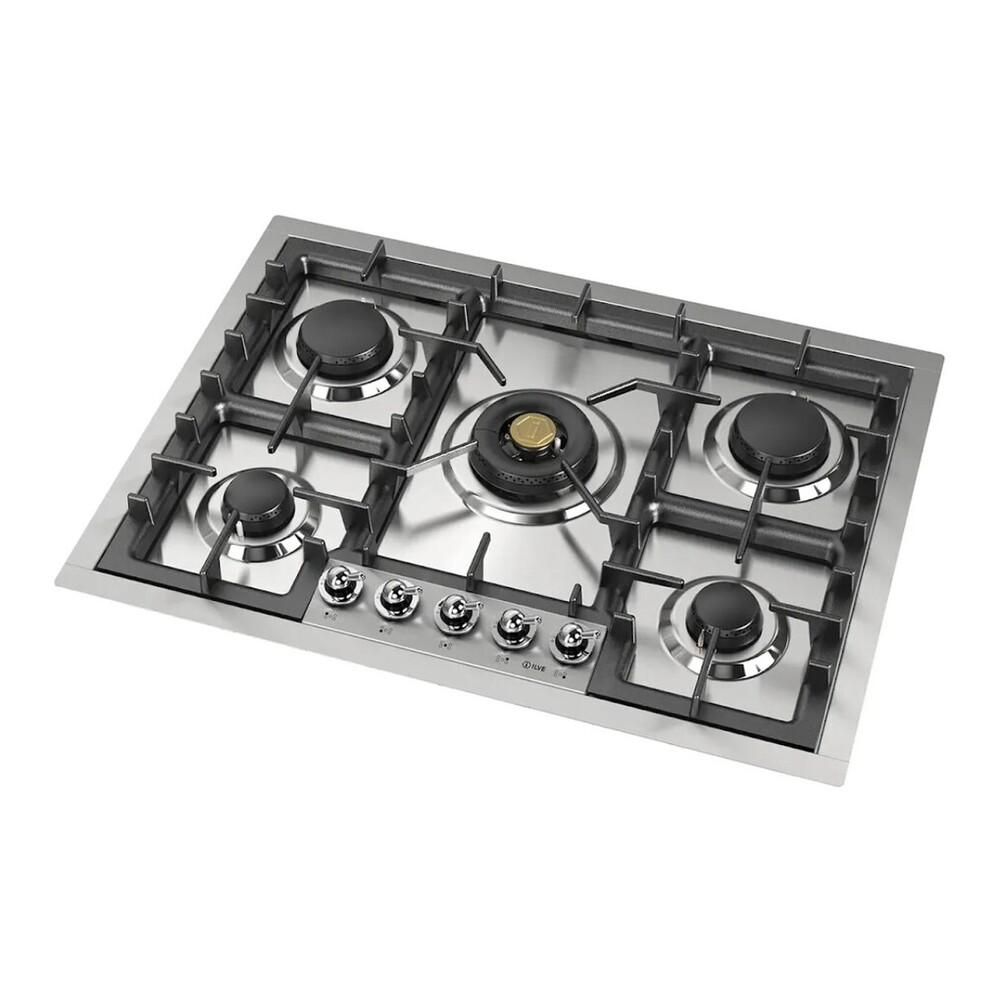ILVE UHCPT75NSSC Nostalgie II 30 inch Built-In Gas Cooktop with 5 Burners, in Stainless Steel (Natural Gas, Chrome)