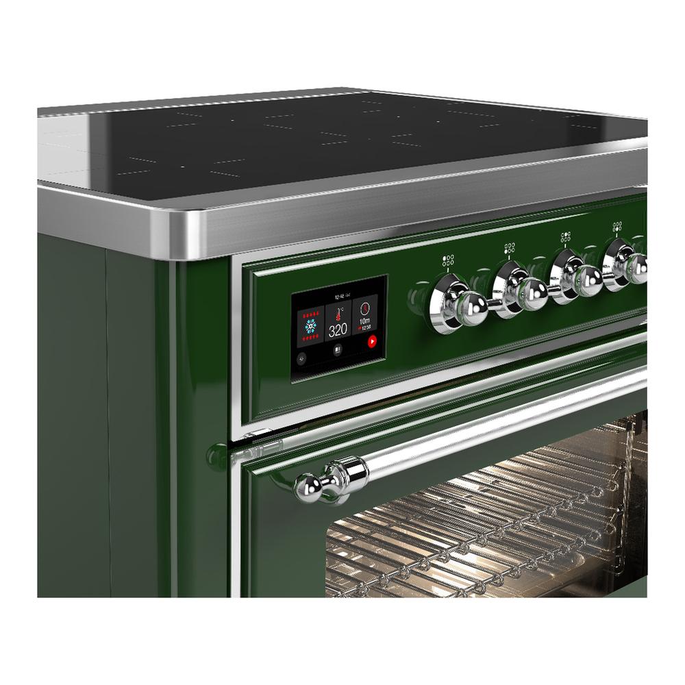 ILVE UMIB36NR3EGC Majestic III 36 inch Induction Range with 6 Elements, 3.5 cu. ft. Total Oven Capacity (Triple Glass Door, Emerald Green, Chrome)