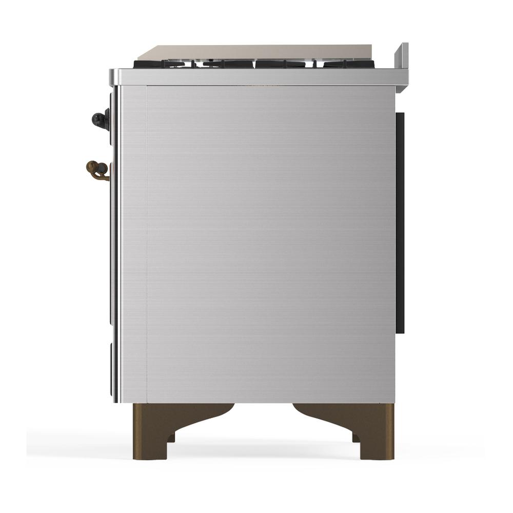 ILVE UM48FNR3SSB Majestic III 48 inch Dual Fuel Range with 8 Burners and Griddle, Dual Function Burner up to 25,000 BTU (Natural Gas, Triple Glass Door, Stainless Steel, Burnished)