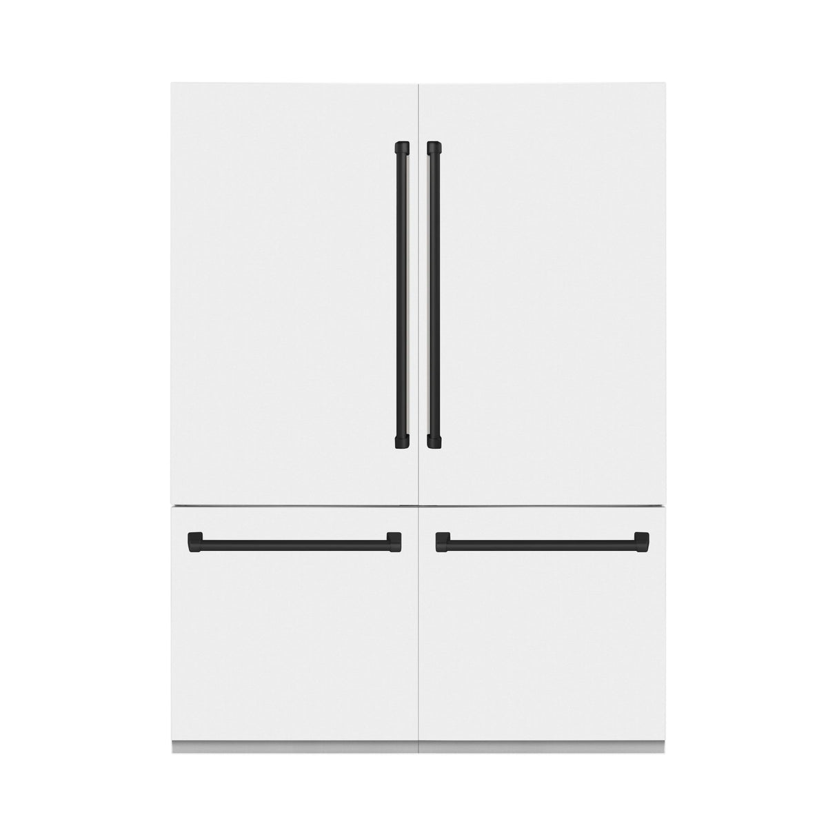 ZLINE 60" Autograph Edition 32.2 cu. ft. Built-in 4-Door French Door Refrigerator with Internal Water and Ice Dispenser in White Matte with Matte Black Accents (RBIVZ-WM-60-MB)