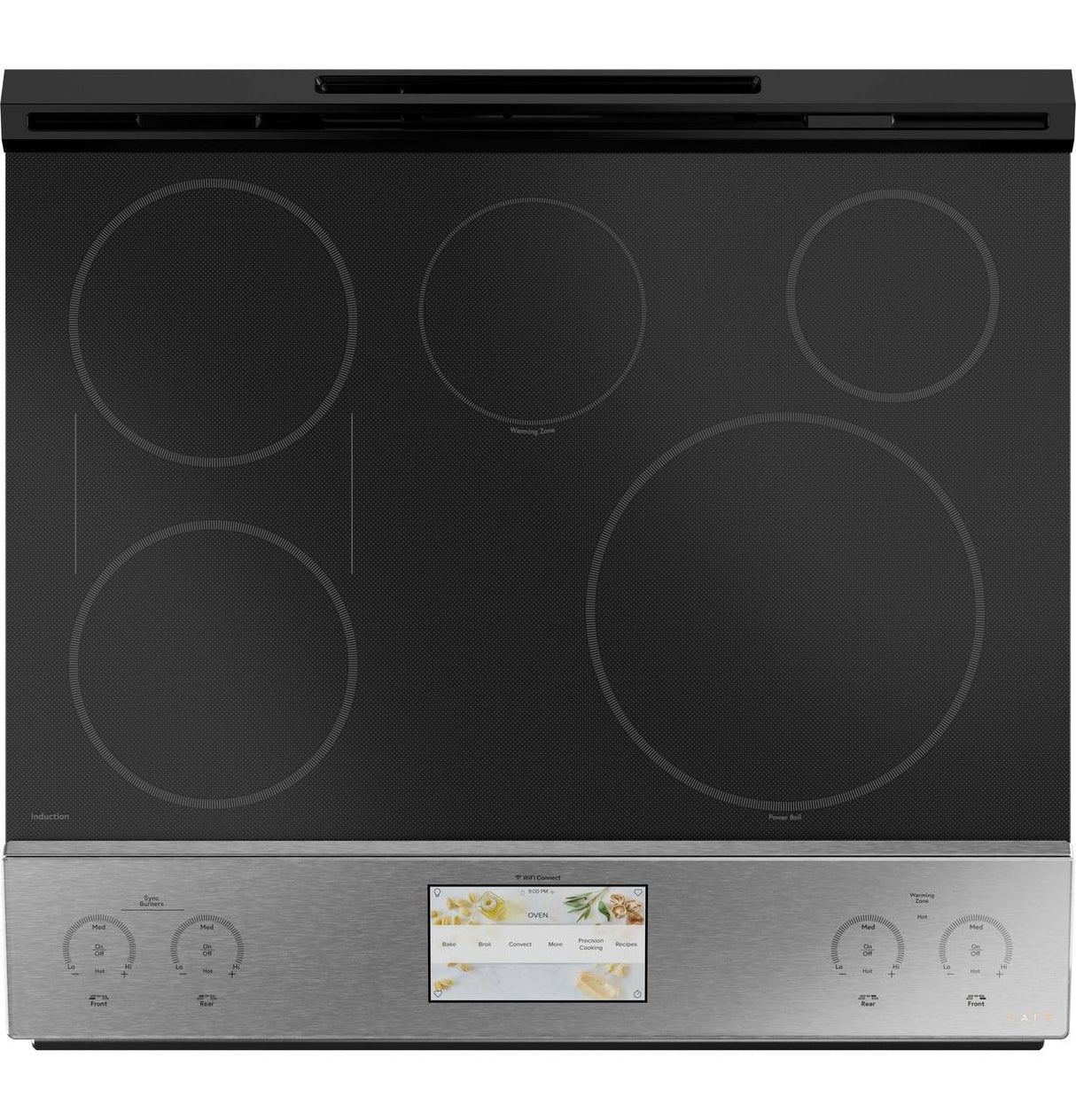 Café™ 30" Smart Slide-In, Front-Control, Induction and Convection Range in Platinum Glass