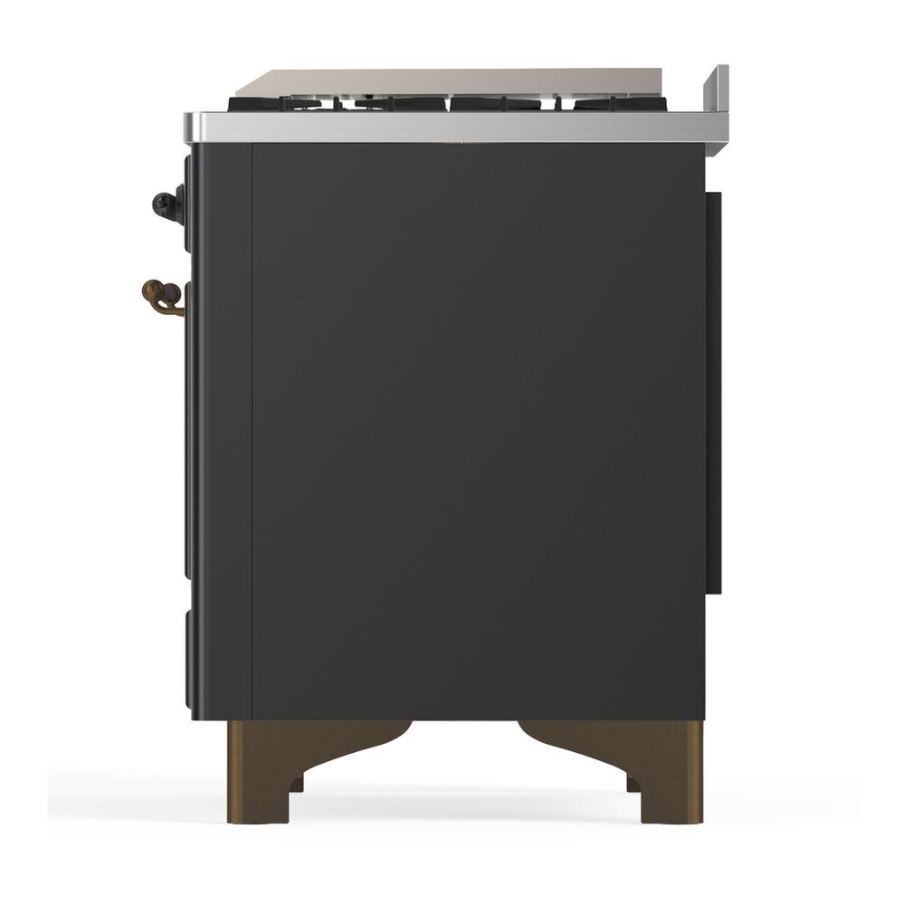 ILVE UM36FQNR3MGBLP Majestic III 36 inch Dual Fuel Range with 6 Black Brass Burners and Griddle, Dual Function Burner up to 25,000 BTU (Solid Door, Graphite Matte, Burnished, Liquid Propane)