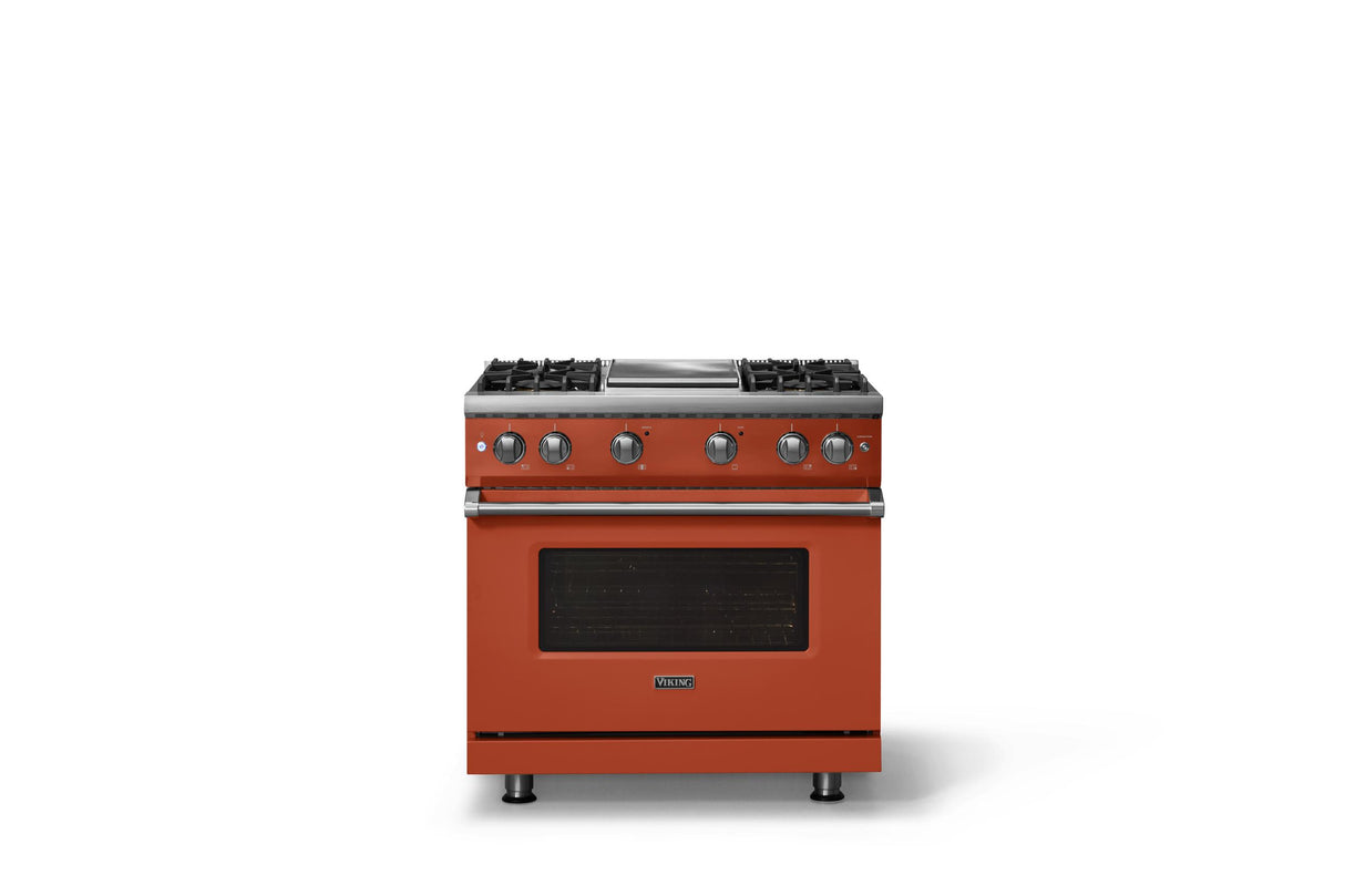 36"W. Sealed Burner Gas Range (Burner: 4g, Finish: Spiced Cider, Trim: Polished Chrome, Fuel: Natural Gas)