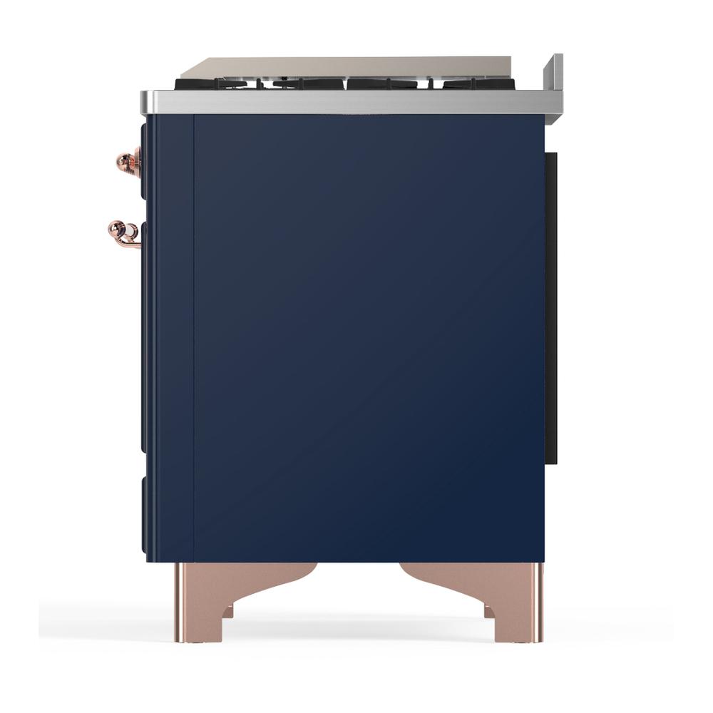 ILVE UMD40FNR3MBP Majestic III 40 inch Dual Fuel Range with 6 Burners and Griddle, Dual Function Burner up to 25,000 BTU (Natural Gas, Triple Glass Door, Midnight Blue, Copper)