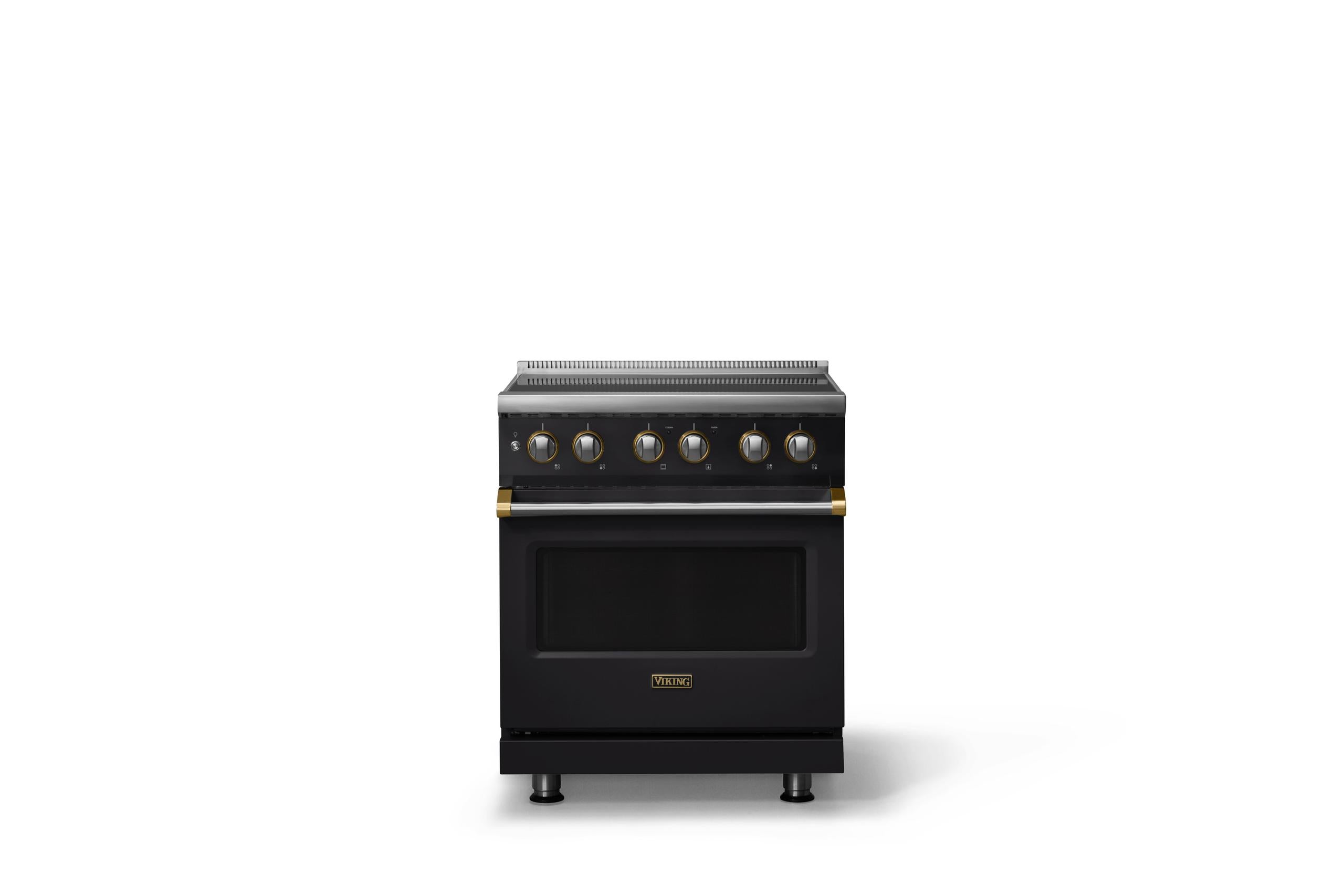 30"W. Induction Range (Finish: Onyx, Trim: Brushed Brass)
