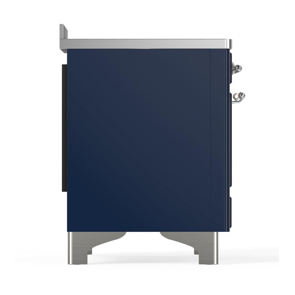 ILVE UMIB48QNR3MBC Majestic III 48 inch Induction Range with 6 Elements, 5.02 cu. ft. Total Oven Capacity (Solid Door, Midnight Blue, Chrome)