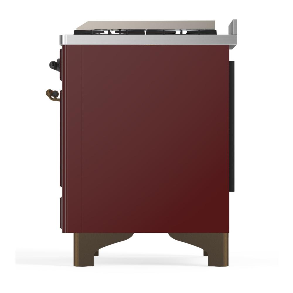 ILVE UM60FNR3BUB Majestic III 60 inch Dual Fuel Range with 9 Burners and Griddle, Dual Function Burner up to 25,000 BTU (Natural Gas, Triple Glass Door, Burgundy, Burnished)