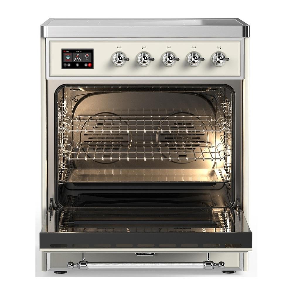 ILVE UMIB30NR3AWC Majestic III 30 inch Induction Range with 4 Elements, 4 cu. ft. Oven Capacity (Triple Glass Door, Antique White, Chrome)