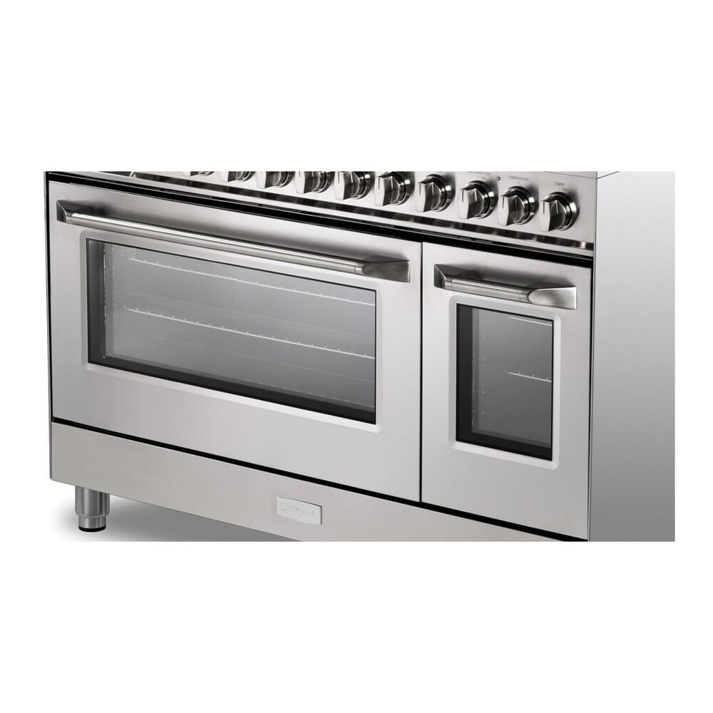 Verona VUFSGE486DSS 48 inch Ultima Collection Dual Fuel Range with 6 Brass Sealed Burners, 5.8 cu. ft. Oven Capacity, Digital Clock in Stainless Steel
