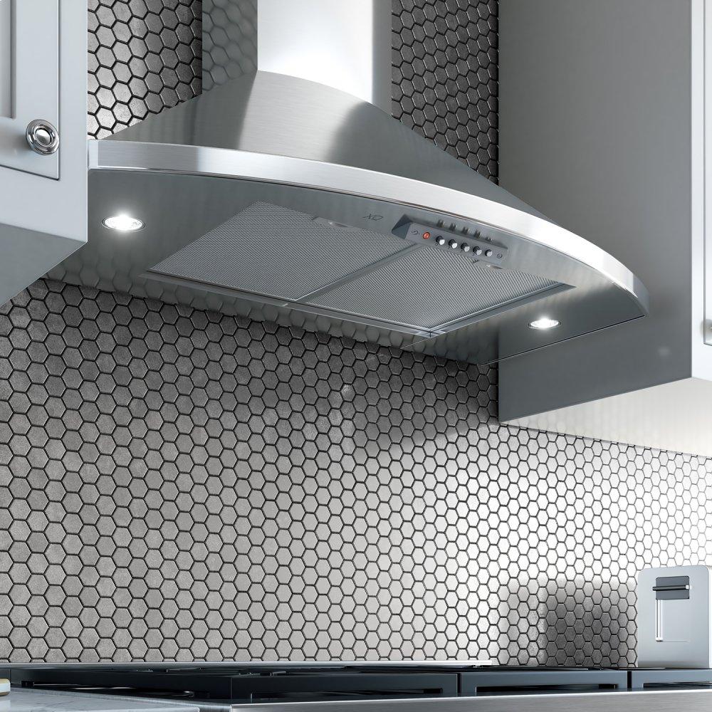 600 CFM 36" Italian Made Curving Front Wall Mount Range Hood Stainless