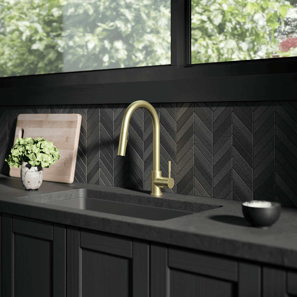 ZLINE Gemini Kitchen Faucet in Champagne Bronze (GEM-KF-CB)