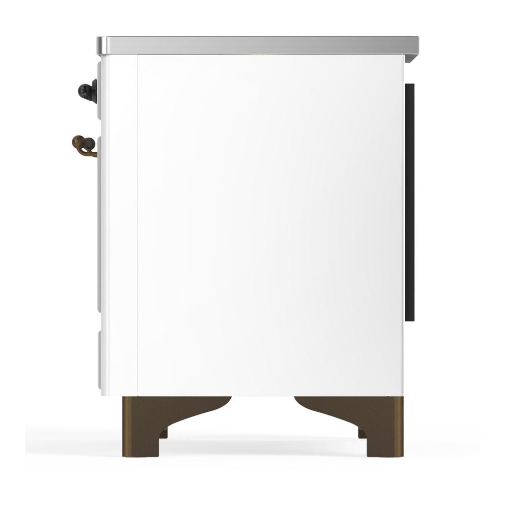 ILVE UMDIB40QNR3WHB Majestic III 40 inch Induction Range with 6 Elements, 3.82 cu. ft. Total Oven Capacity (Solid Door, White, Burnished)