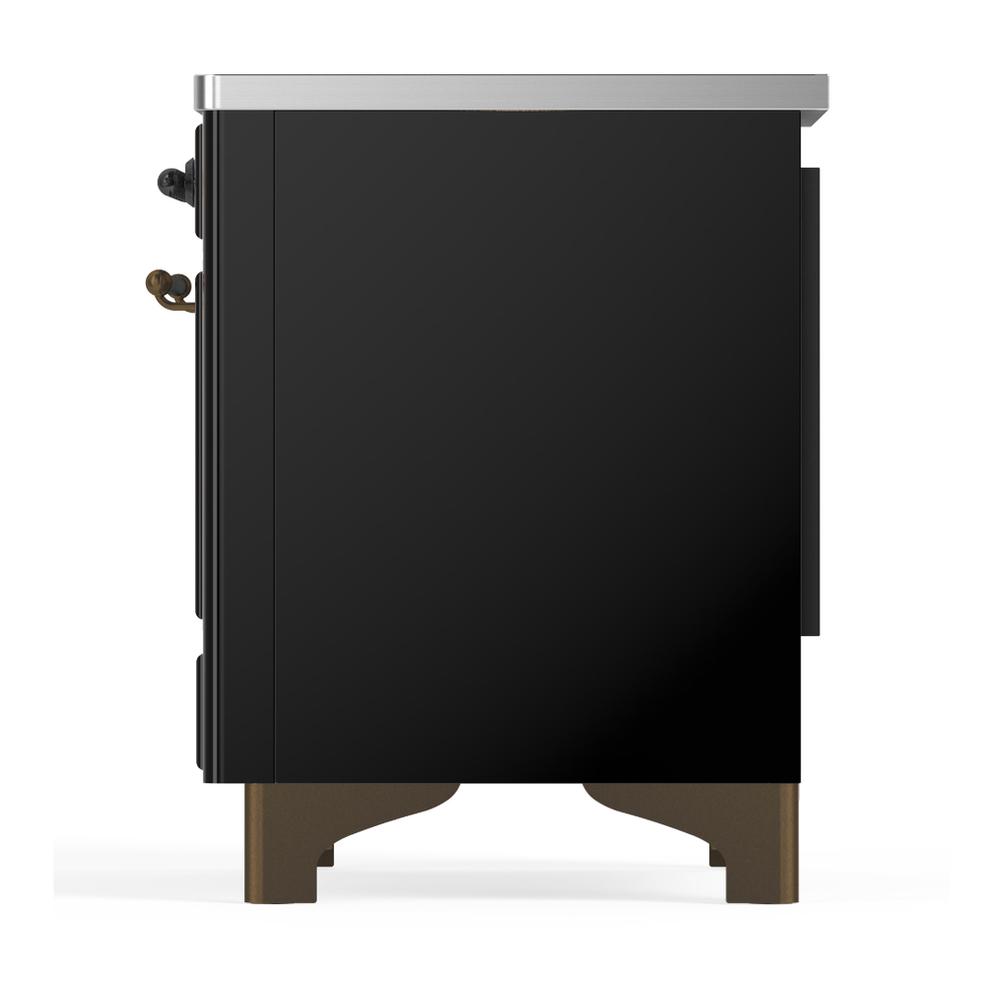 ILVE UMDIB40QNR3BKB Majestic III 40 inch Induction Range with 6 Elements, 3.82 cu. ft. Total Oven Capacity (Solid Door, Glossy Black, Burnished)