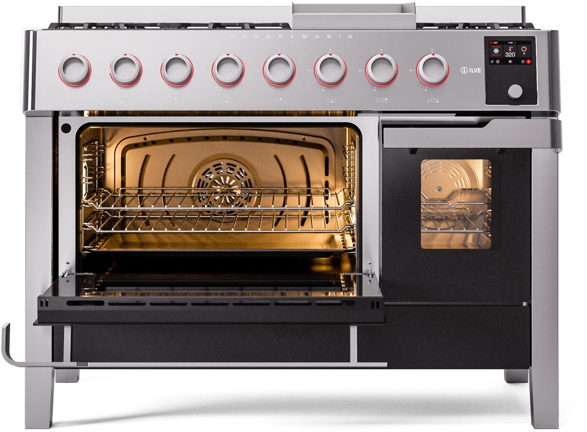 Panoramagic 48 Inch Dual Fuel Liquid Propane Freestanding Range in Stainless Steel with Trim