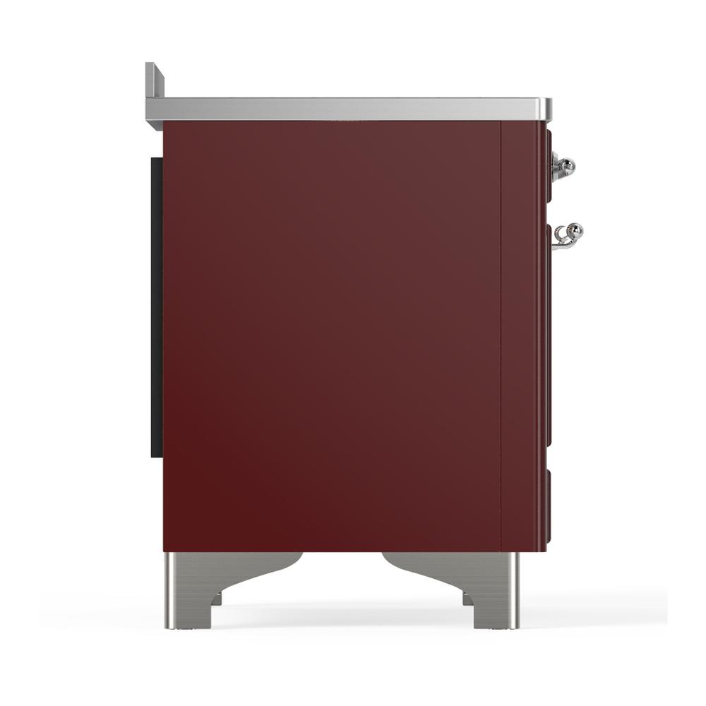 ILVE UMIB48NR3BUC Majestic III 48 inch Induction Range with 6 Elements, 5.02 cu. ft. Total Oven Capacity (Triple Glass Door, Burgundy, Chrome)
