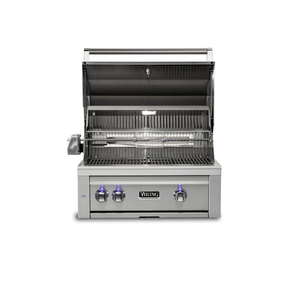 30"W. Built-in Grill w ProSear Burner and Rotisserie, Propane Gas